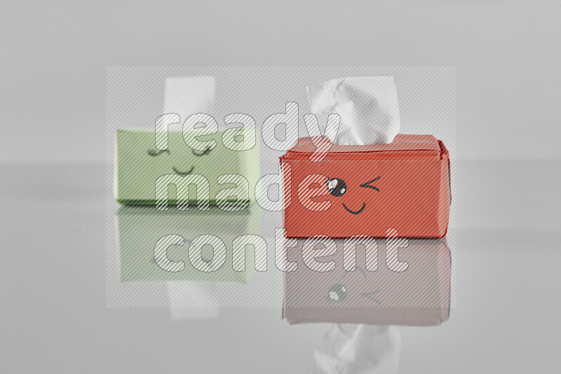 Origami tissue box on grey background