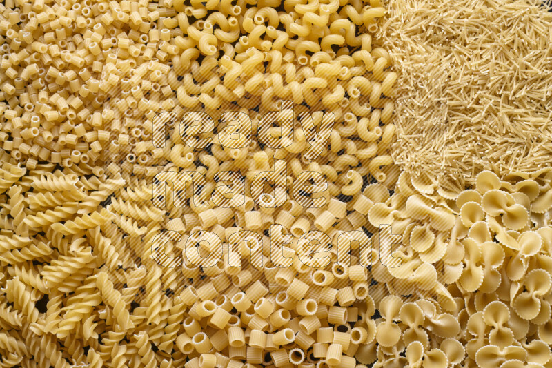 6 types of pasta filling the frame