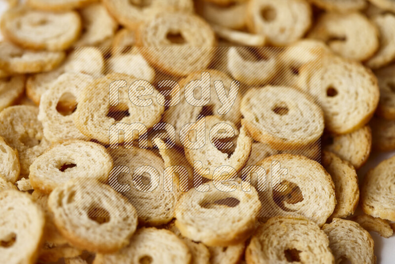 Assorted snacks on white background