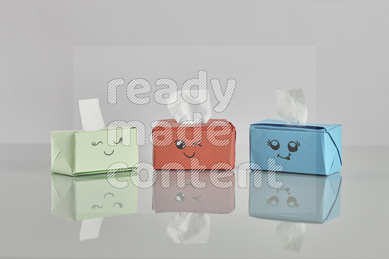 Origami tissue box on grey background