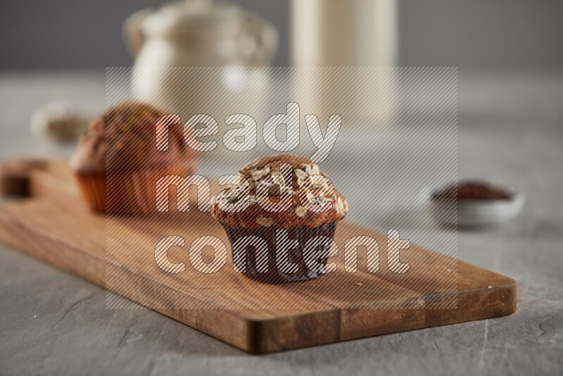Multigrain cupcake on a wooden board
