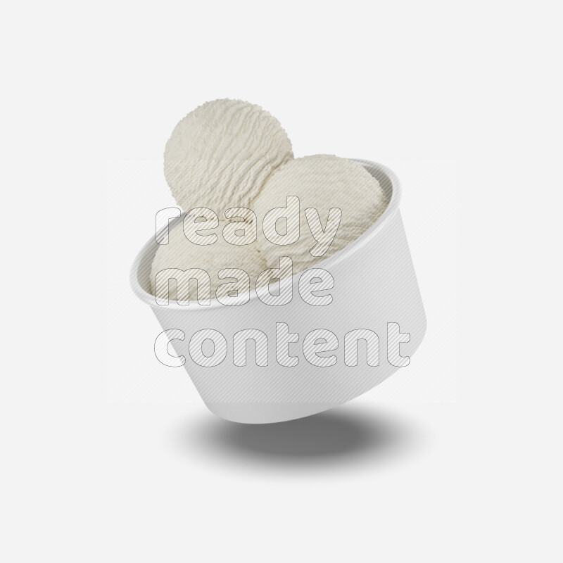 Ice cream in a white rough paper cup mockup isolated on white background 3d rendering