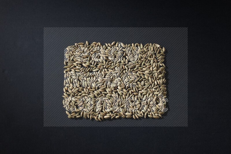 Cardamom in a rectangle shape on black flooring