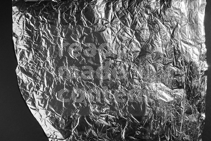 Aluminium foil on black background