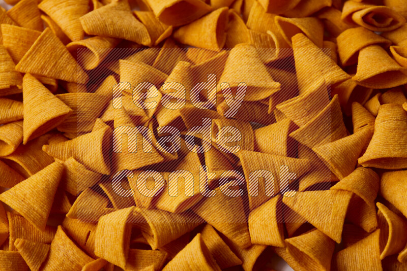 Assorted snacks on white background
