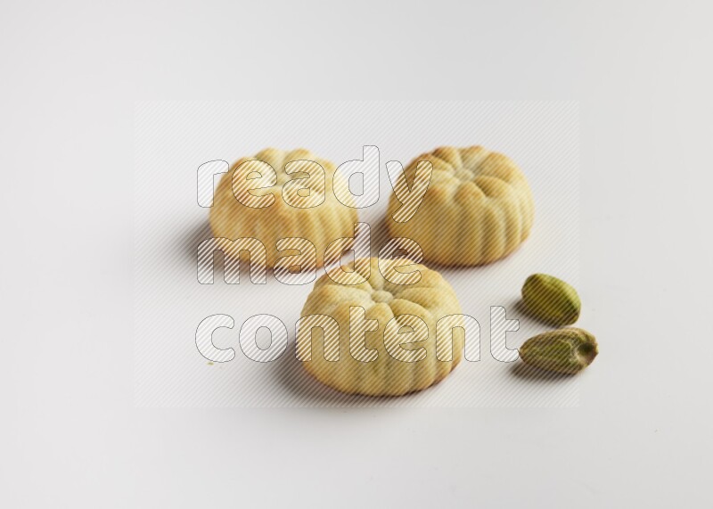 Three Pieces of Maamoul direct on white background