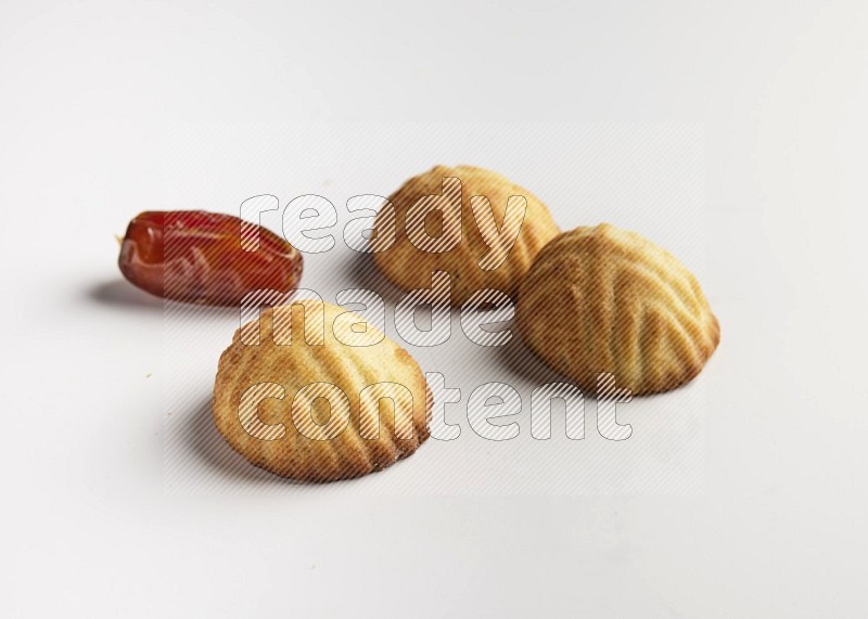 Three Pieces of Maamoul direct on white background