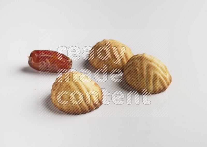 Three Pieces of Maamoul direct on white background