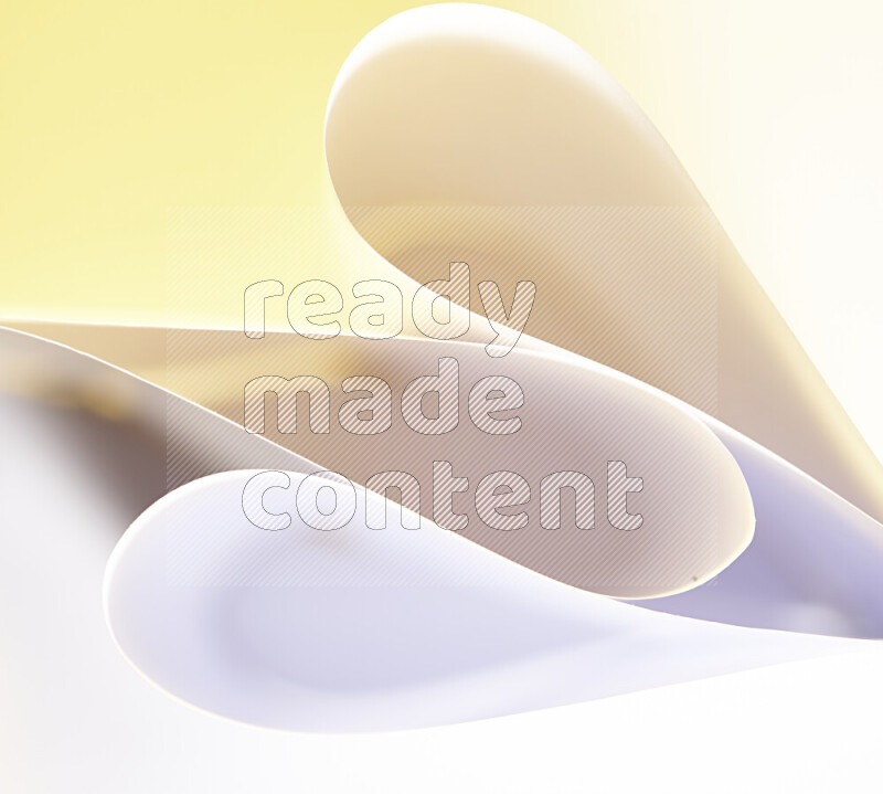 An abstract art of paper folded into smooth curves in white and yellow gradients