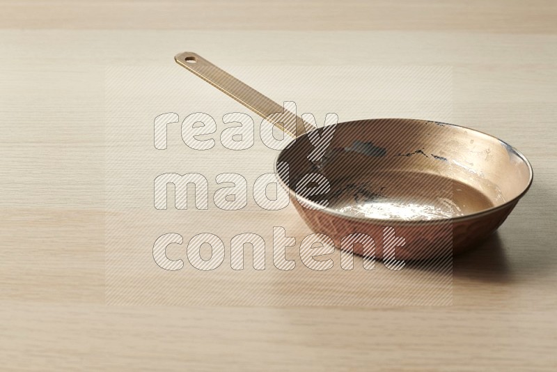 Small Copper Pan on Oak Wooden Flooring, 15 degrees