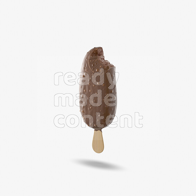 Chocolate ice cream stick mockup isolated on white background 3d rendering