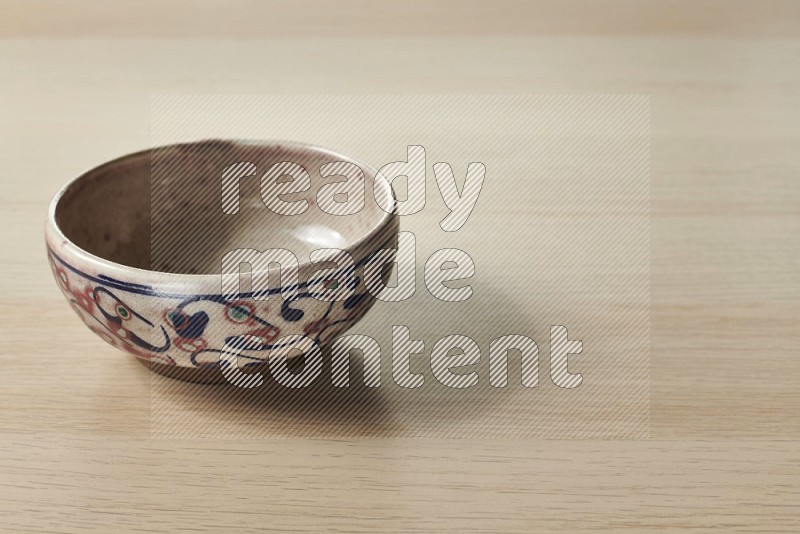 Decorative Pottery Bowl on Oak Wooden Flooring, 15 degrees