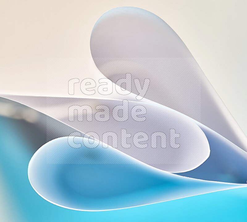 An abstract art of paper folded into smooth curves in white and blue gradients