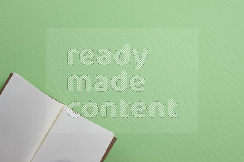 A blank open notebook on green background
