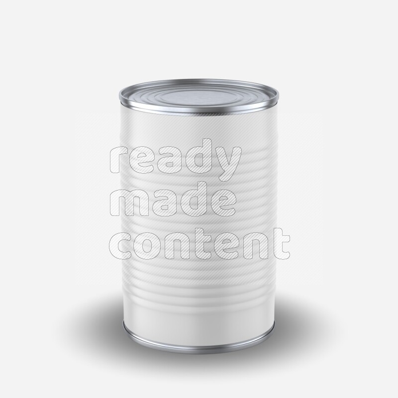 Glossy metallic tin can mockup with white blank label isolated on white background 3d rendering