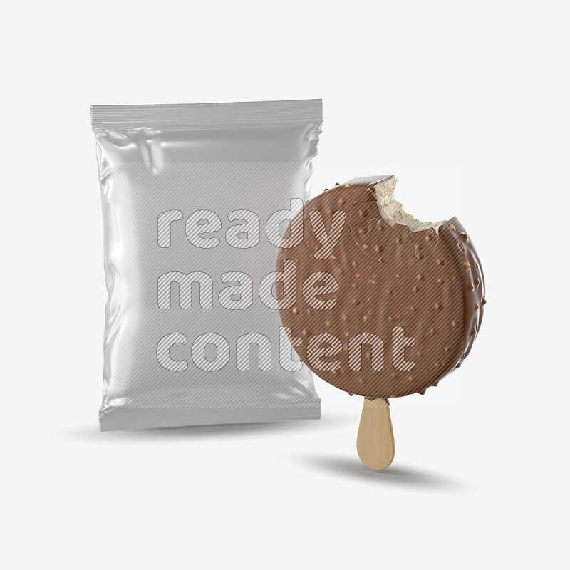 Chocolate ice cream stick mockup isolated on white background 3d rendering