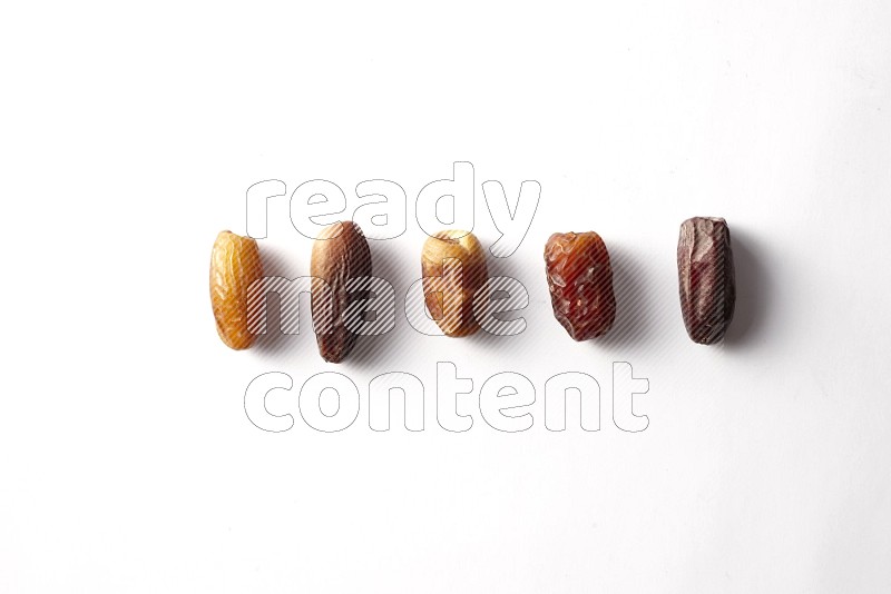 Different types of dates on white background