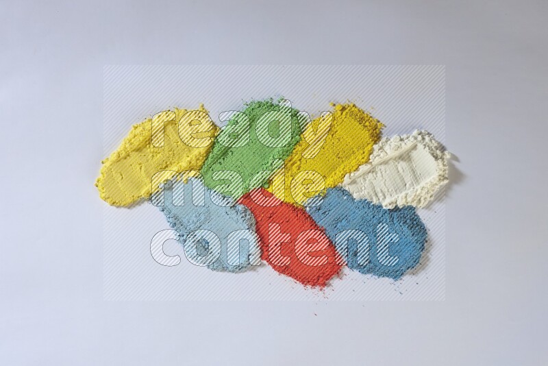 Multicolored powder strokes on white background