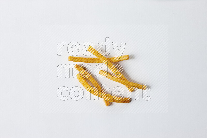 Assorted snacks on white background