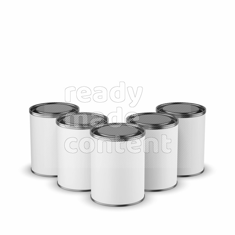 Set of paper tube mockup with glossy label and metal lid isolated on white background 3d rendering