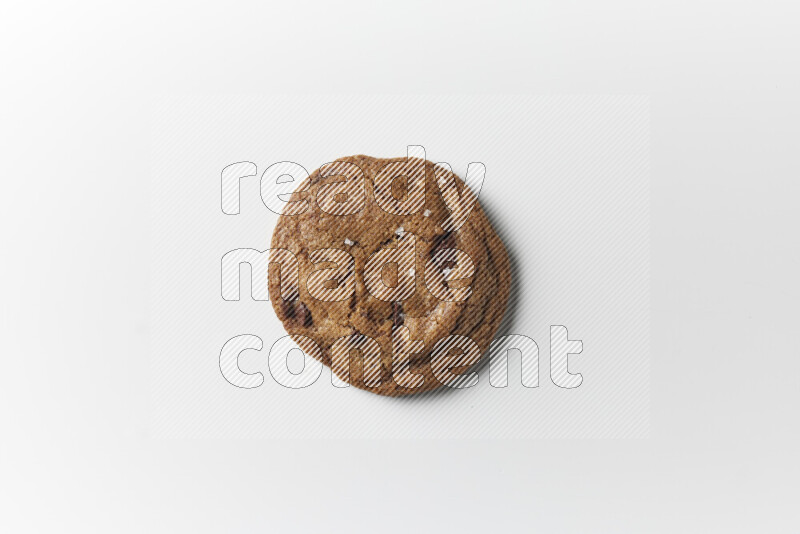 A single chocolate chips cookie on a white background