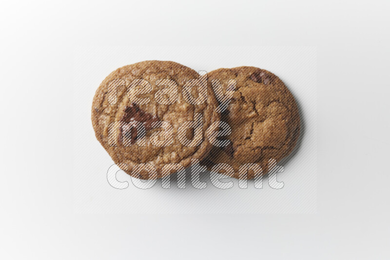 Chocolate chips cookies on a white background