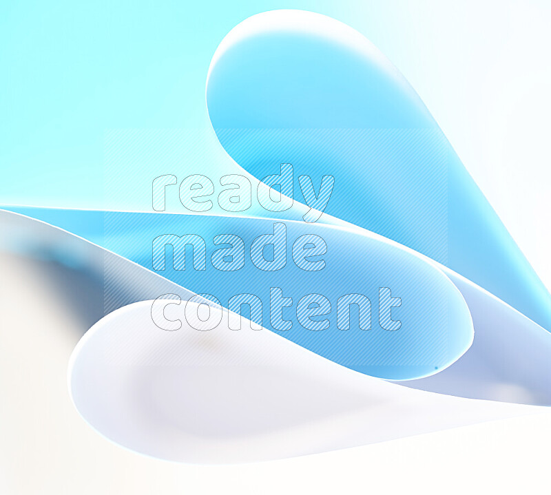An abstract art of paper folded into smooth curves in white and blue gradients