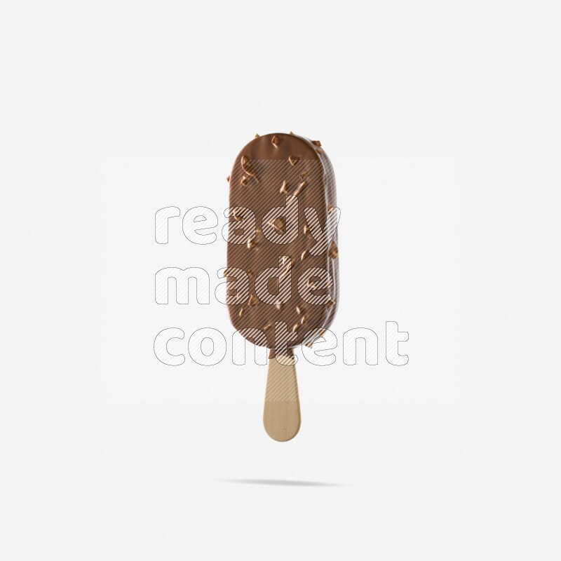 Chocolate ice cream stick mockup isolated on white background 3d rendering