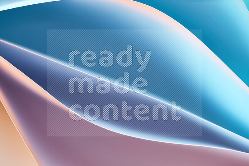 This image showcases an abstract paper art composition with paper curves in blue, purlpe and pink gradients created by colored light