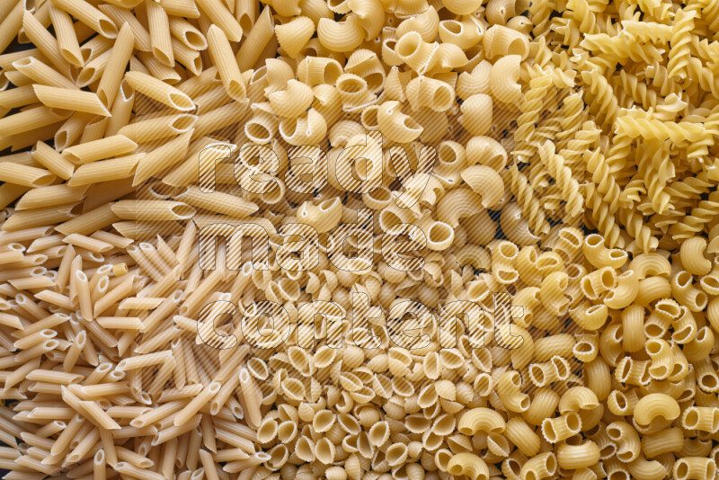 6 types of pasta filling the frame