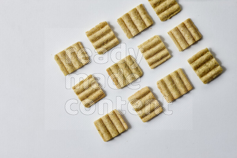 Crackers snacks on white background