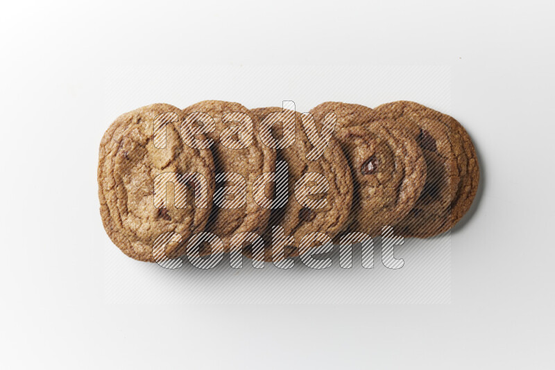 Chocolate chips cookies on a white background