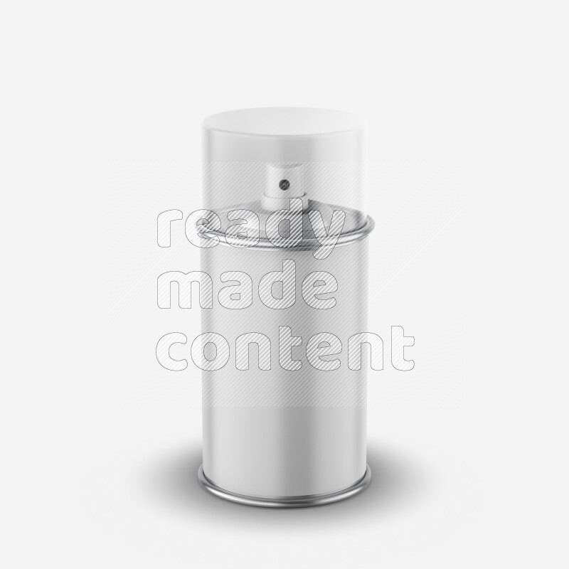 Metal spray bottle mockup with transparent cap and label isolated on white background 3d rendering