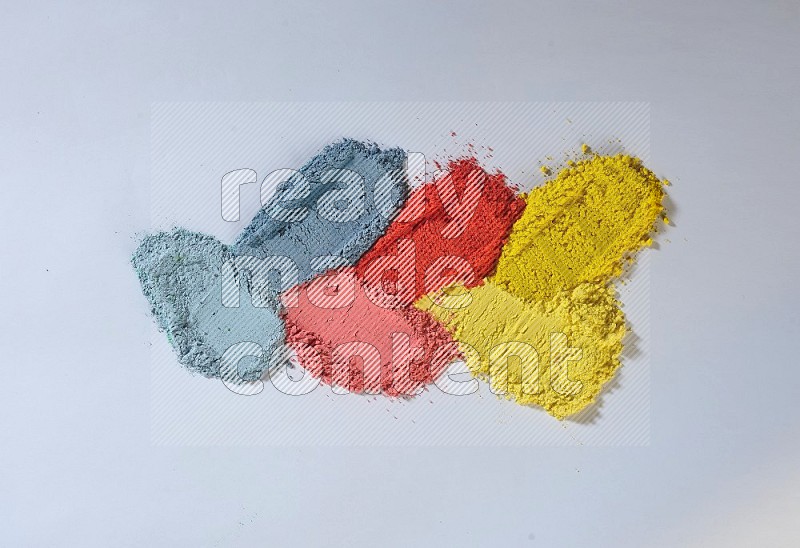 Multicolored powder strokes on white background