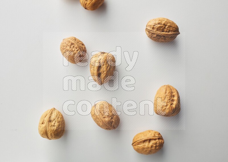 Top-view shot of walnut on white background