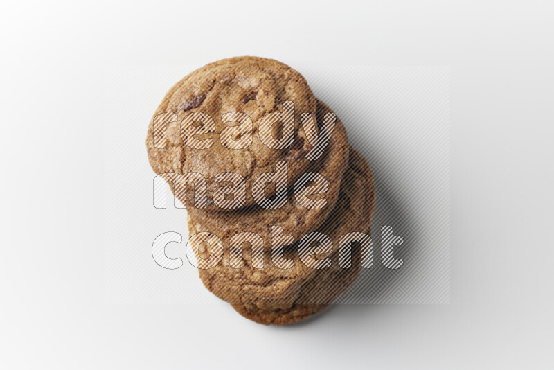 Chocolate chips cookies on a white background