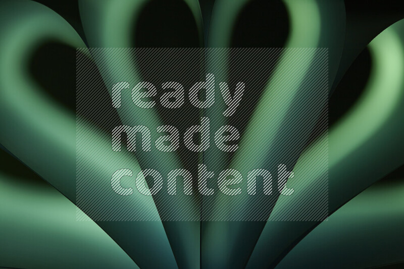 فن تجريدي يعرض منحنيات وتدرجات اللون الأخضر مكونه بضوء ملون