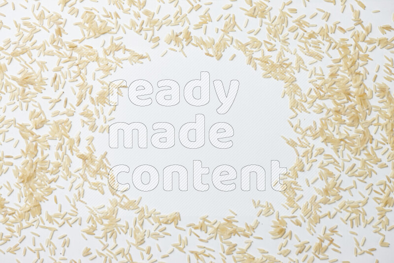 Basmati golden rice on white background