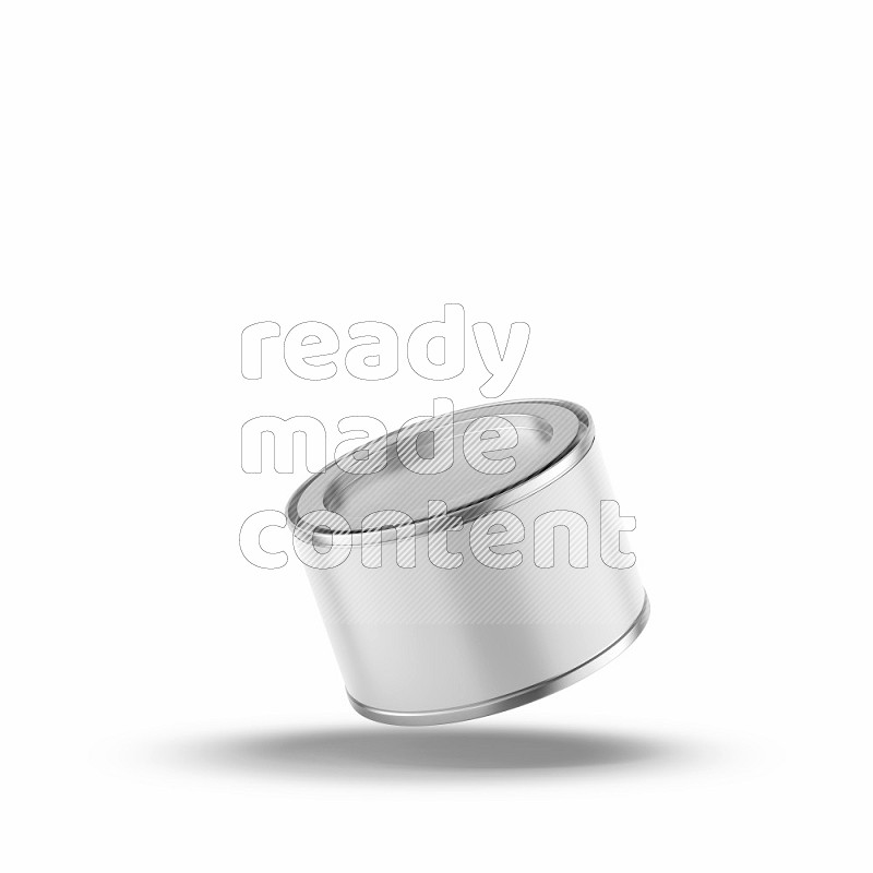 Metal tin can mockup with lever lid and blank label isolated on white background 3d rendering
