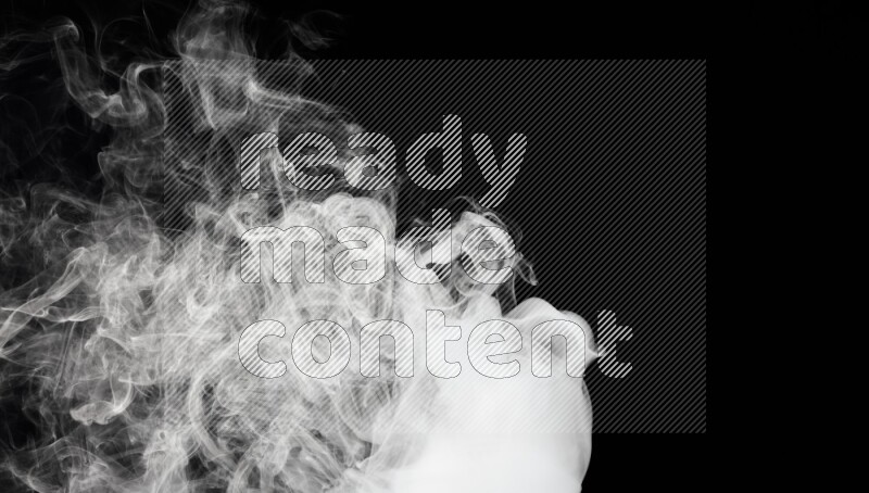 irregular white smoke on black background.