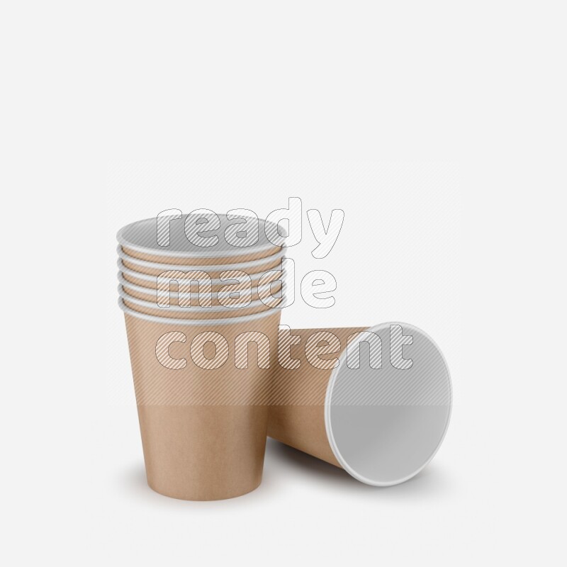 Set of matte paper cups mockup isolated on white background 3d rendering