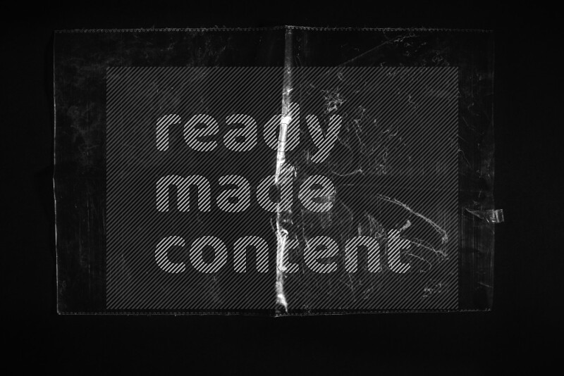 Transparent plastic textures on black background