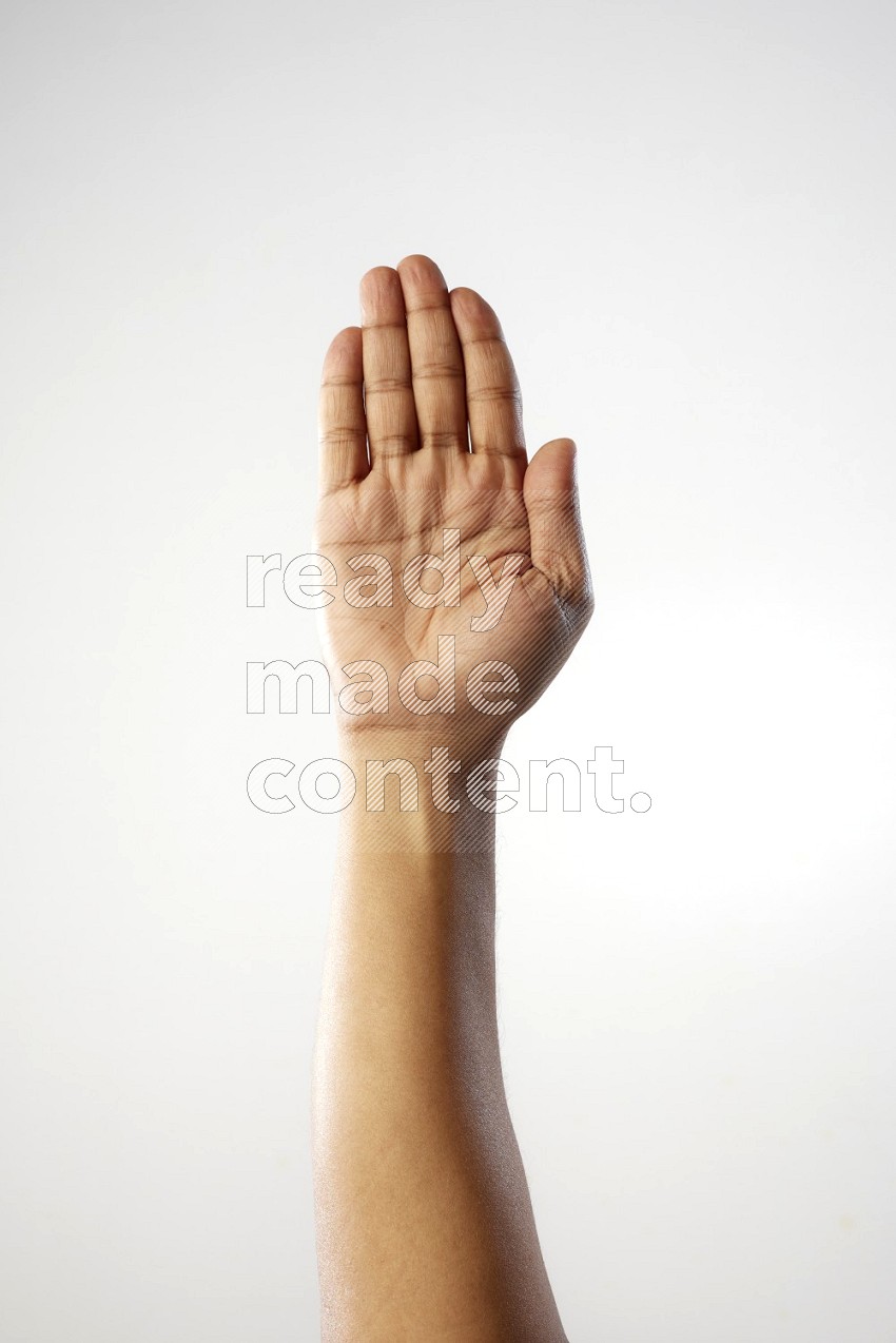 Male Hand with numbers sign on white Background
