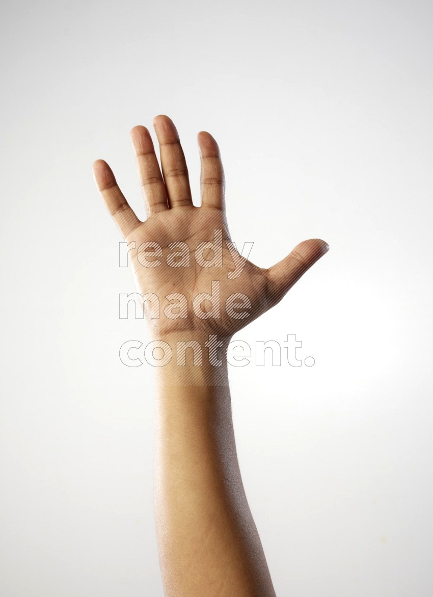 Male Hand with numbers sign on white Background
