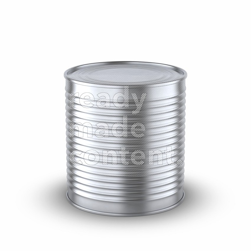 Glossy metallic tin can mockup isolated on white background 3d rendering