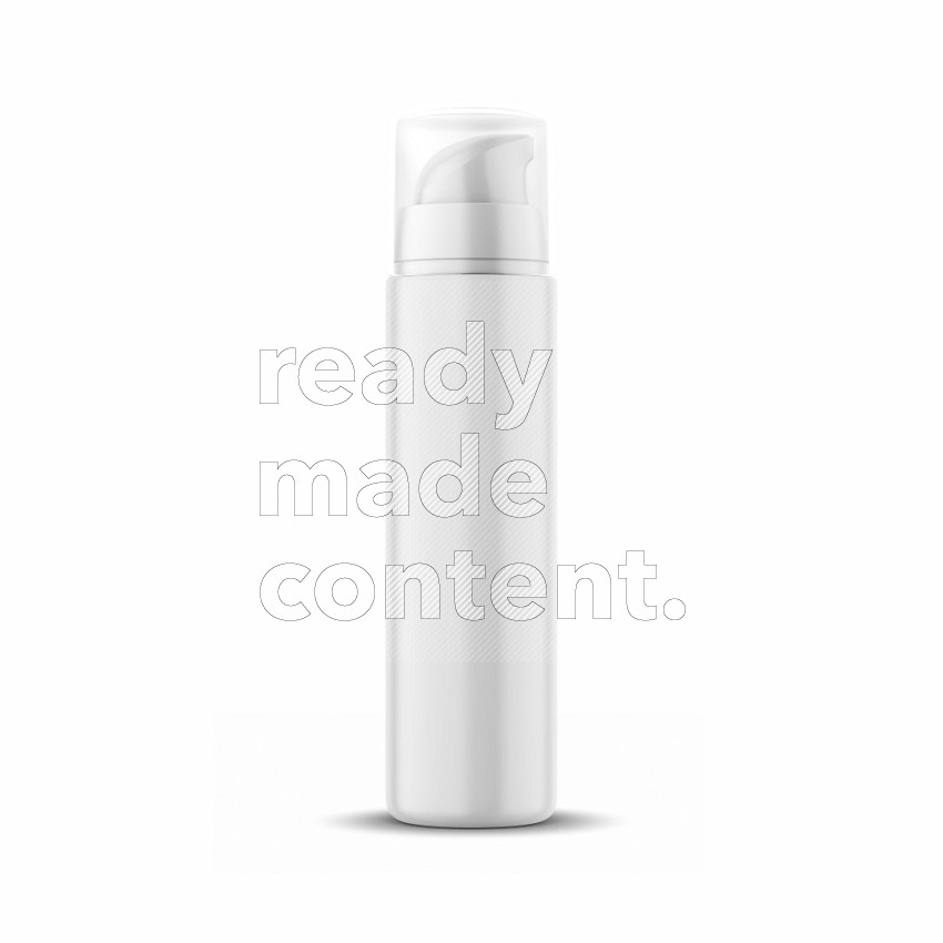 Plastic airless pump bottle mockup with transparent cap isolated on white background 3d rendering