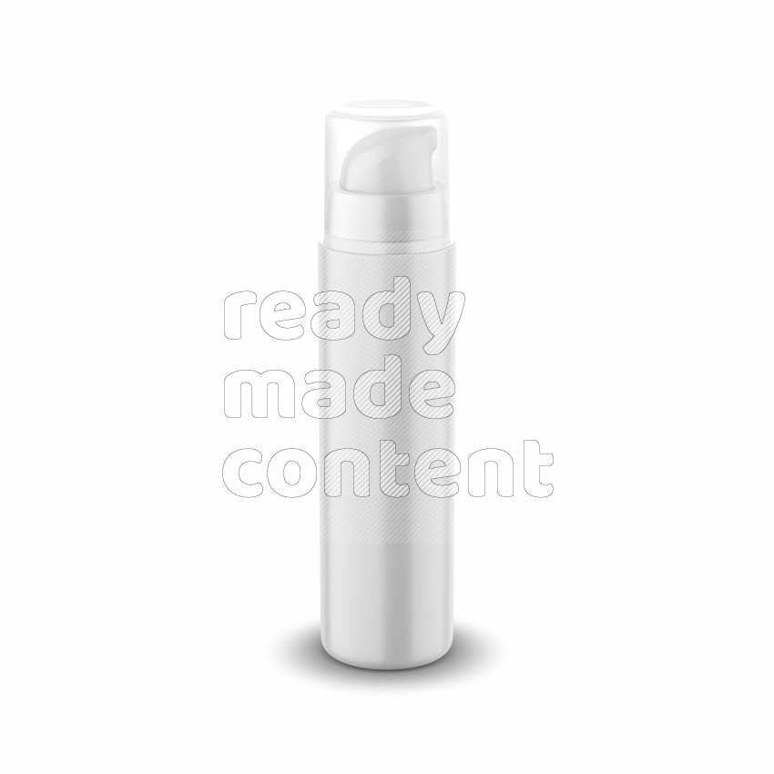 Plastic airless pump bottle mockup with transparent cap isolated on white background 3d rendering