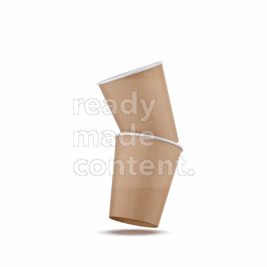 Set of matte paper cups mockup isolated on white background 3d rendering