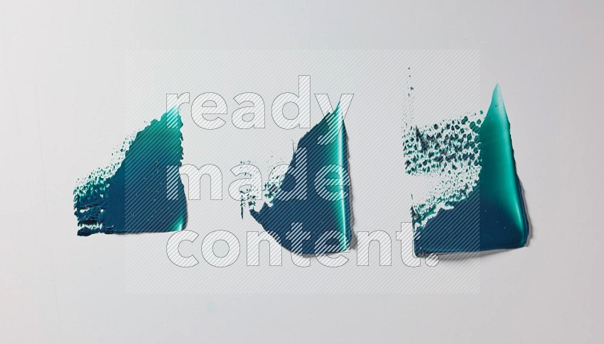 Turquoise painting knife strokes in on white background