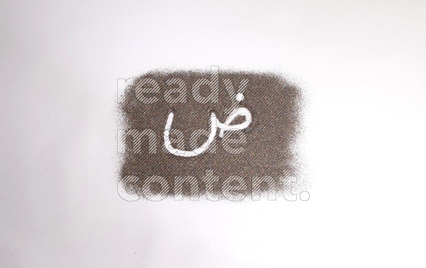 Arabic alphabets written with glitter on white background